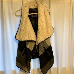 Faux fur and plaid vest